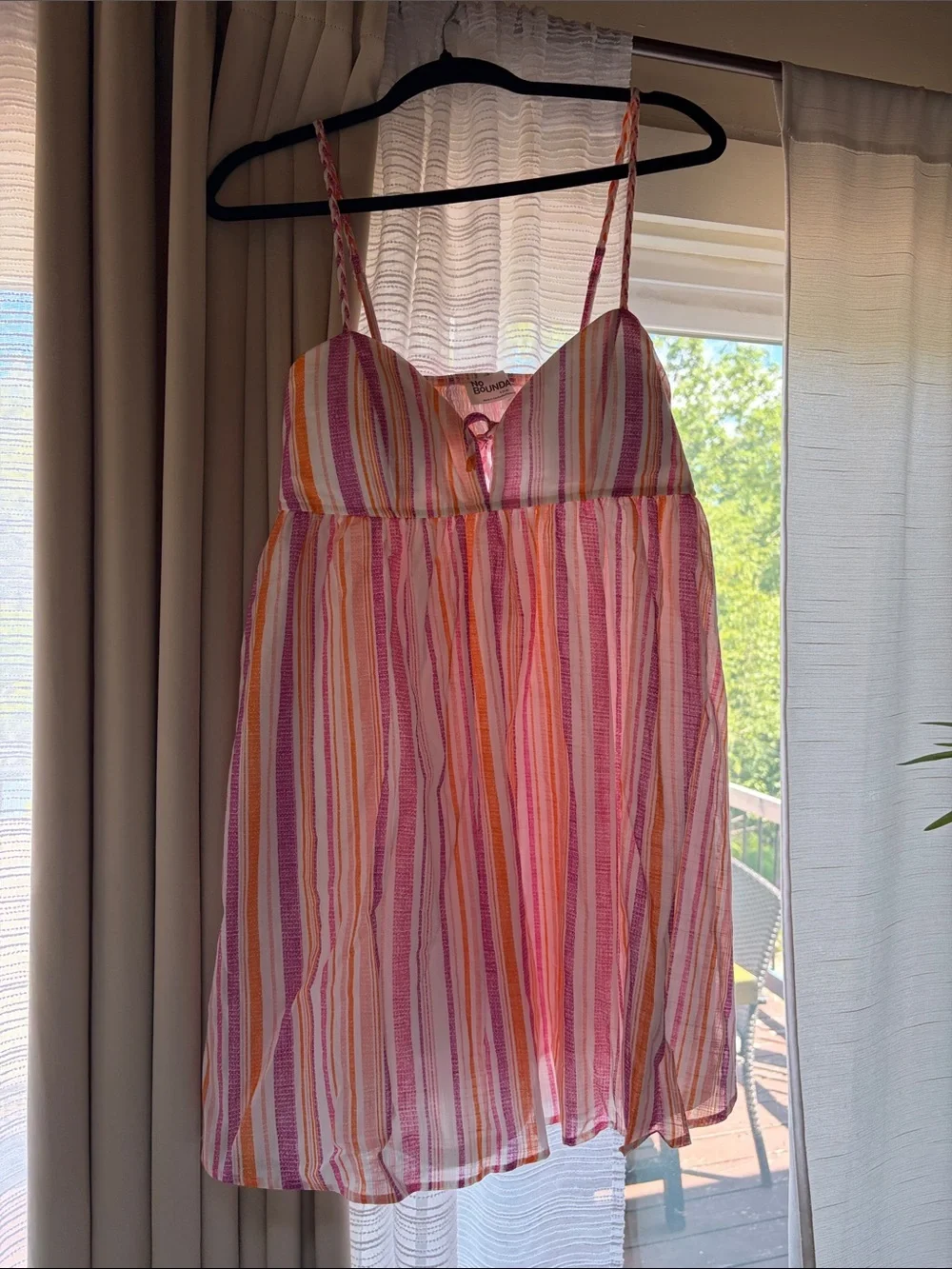 No Boundaries Pink, Yellow & White Striped Girls' Swim Coverup